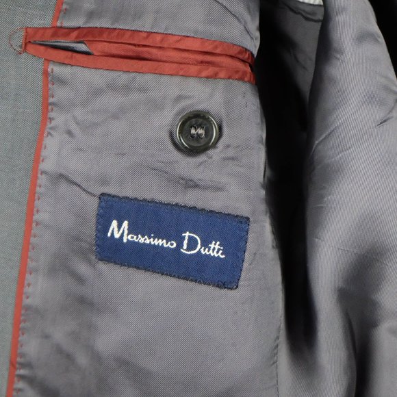 Massimo Dutti Blazer Jacket Mens 40R Gray Two Button Double Vented Wool - Picture 11 of 16